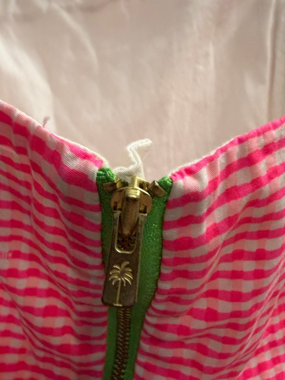 Lilly Pulitzer Lowe Strapless Dress Fiesta Pink Pretty Gingham Strapless Ruffle - Picture 5 of 6